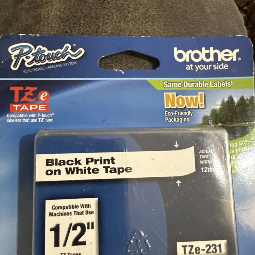 New‎ Brother P-touch TZe-231 Black on White Tape 1/2
